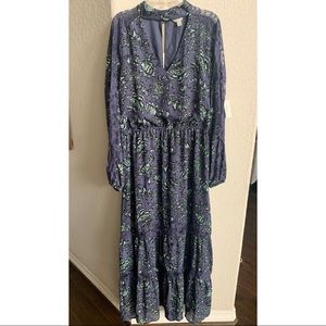 Belle Sky Blue Floral Long Sleeve Dress